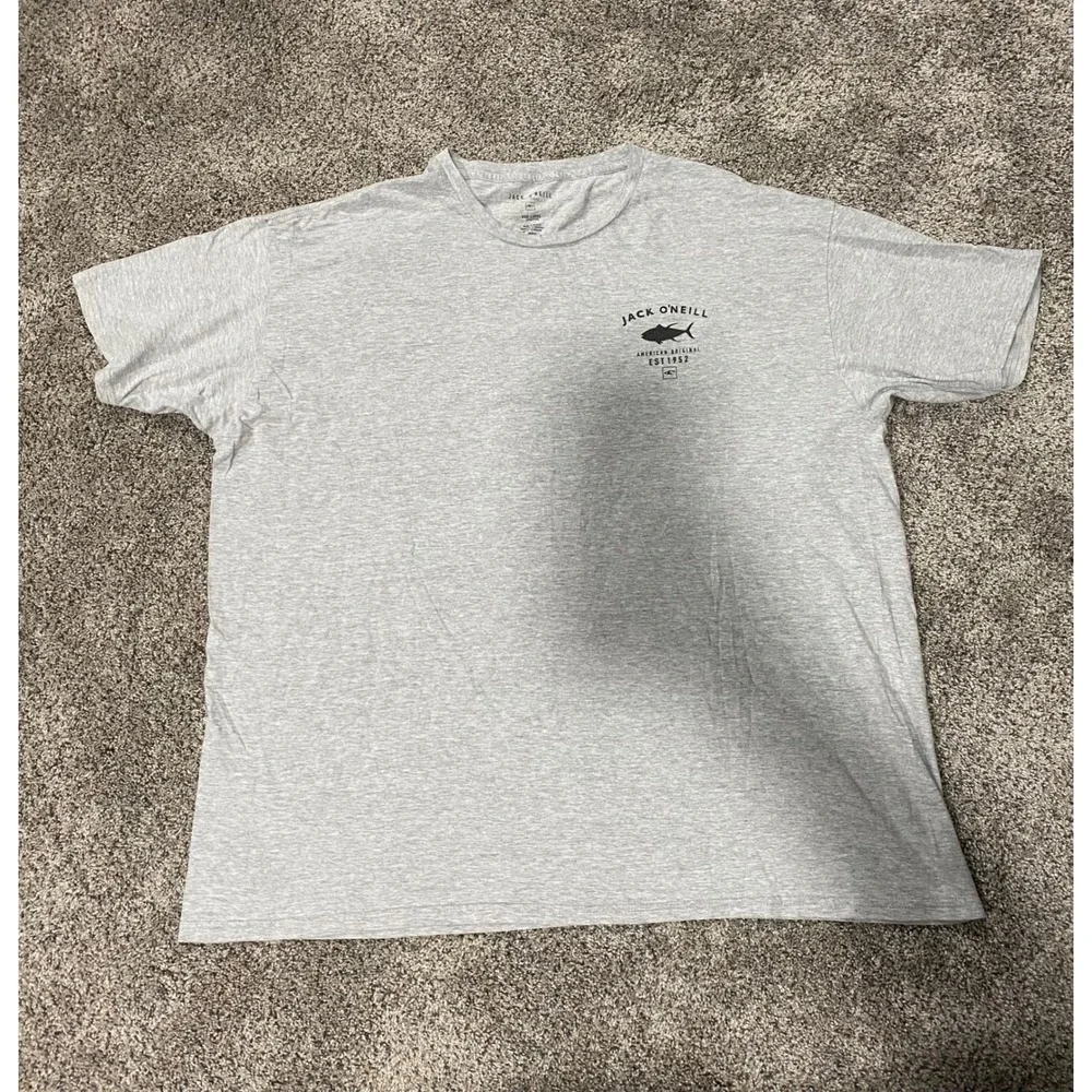 Jack O'Neill Mens 3XL Gray Dropping Lines Tuna Fishing Graphic T-Shirt Heather